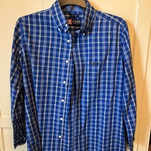 Men’s Chaps Blue, White and Yellow plaid button down